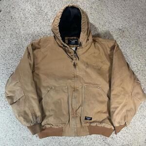 WALLS WORKWEAR Lined Mens 2XL Cotton Canvas Jacket Hood Distressed Faded